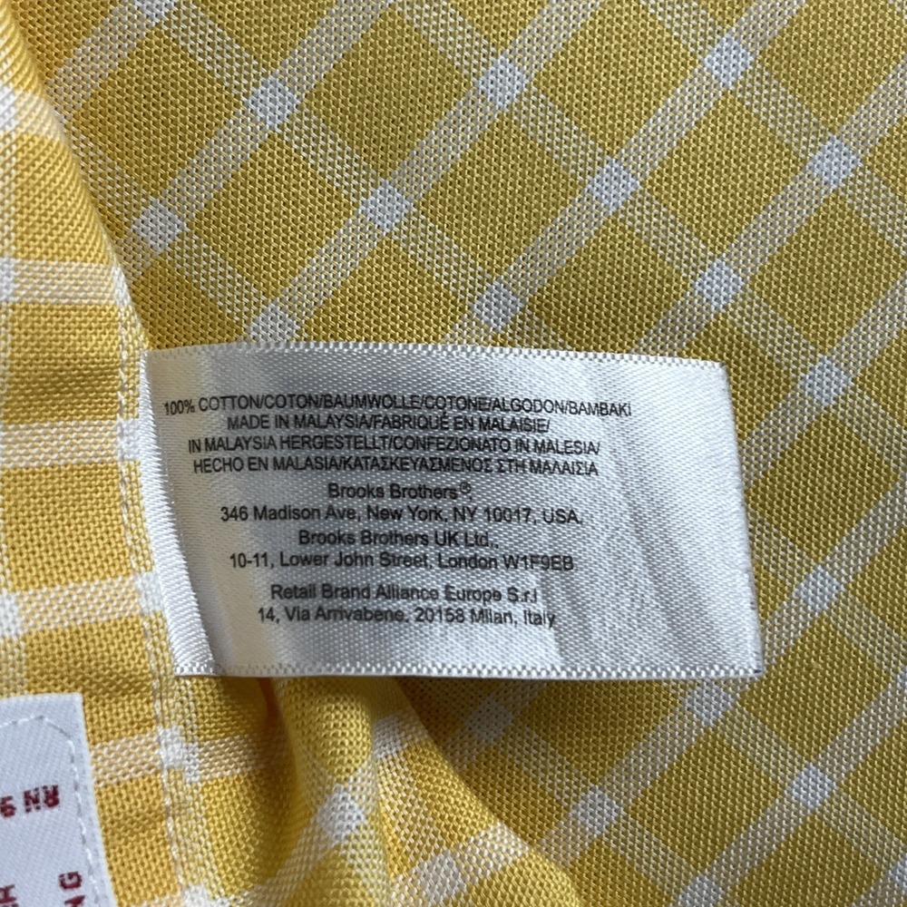 Brooks Brothers 346 Size Small Yellow Button Down Long Sleeve Shirt - Picture 8 of 10